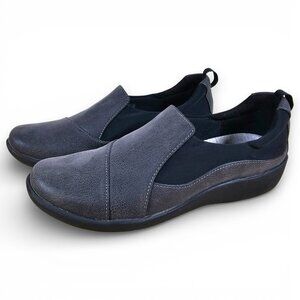Clarks Cloudsteppers Sillian Paz Womens Loafer Shoes Gray Black Slip On Size 9M